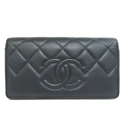 Pre-owned Chanel Dark Gray Long Wallet (bi-fold) ()