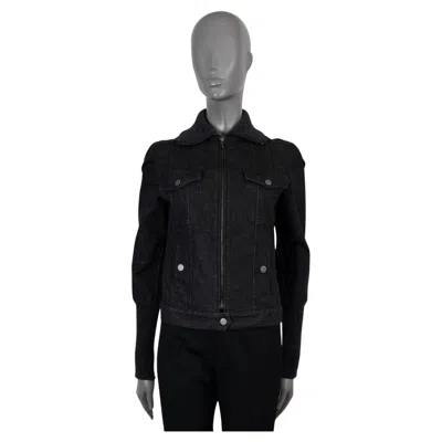 Pre-owned Chanel Dark Grey Cotton 2003 03a Rib-knit Trim Denim Jacket 38 S In Gray