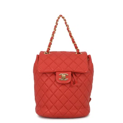 Pre-owned Chanel Dark Orange Leather Backpack Handbag ()