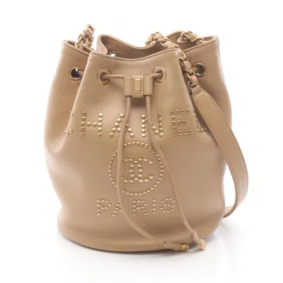 Pre-owned Chanel Deauville Beige Grained Calfskin Shoulder Bag () In Sand