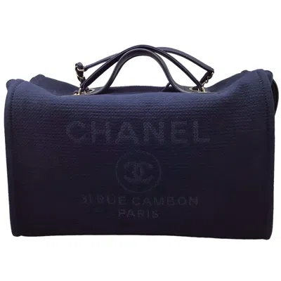 Pre-owned Chanel Deauville Canvas Handbag () In Blue