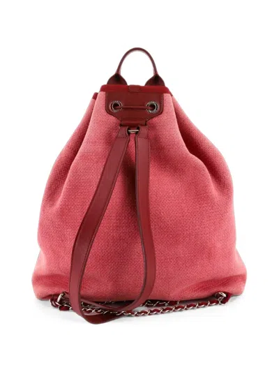 Pre-owned Chanel Deauville Canvas Large Backpack In Pink