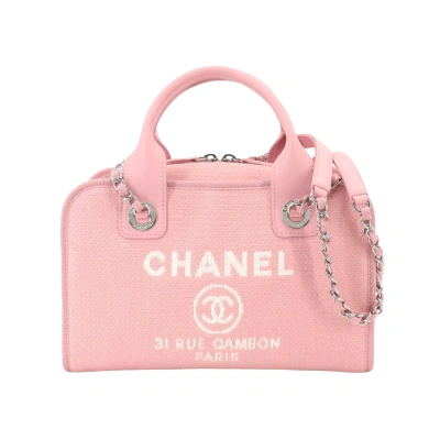 Pre-owned Chanel Deauville Canvas Shoulder Bag () In Pink