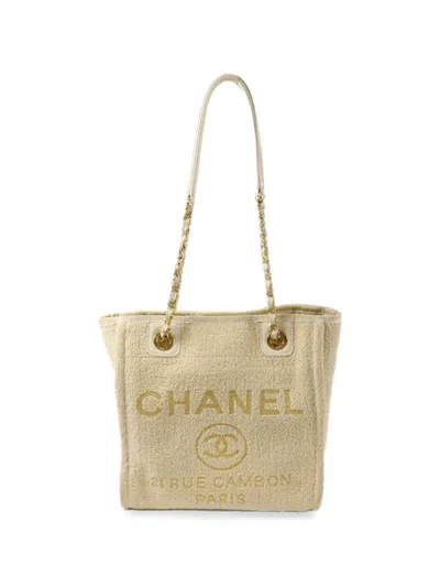 Pre-owned Chanel Deauville Cc Mini Chain Tote Bag In Neutrals