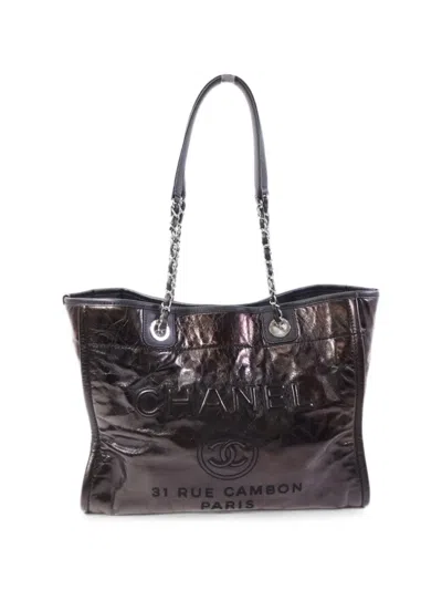 Pre-owned Chanel Deauville Cc Tote Bag In Brown