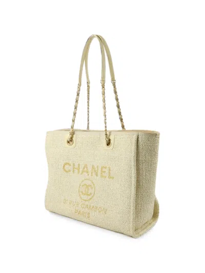 Pre-owned Chanel Deauville Cc Tote Bag In Neutral
