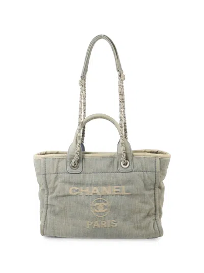 Pre-owned Chanel Deauville Denim Tote Bag In Blue