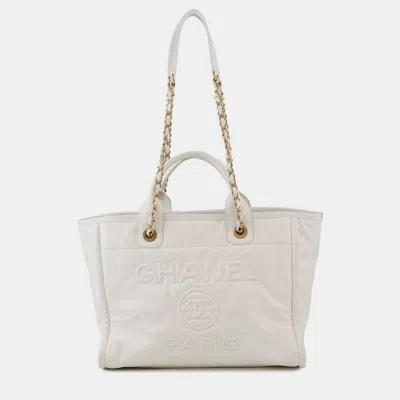 Pre-owned Chanel Deauville Line 2waybag White Leather Size Mm