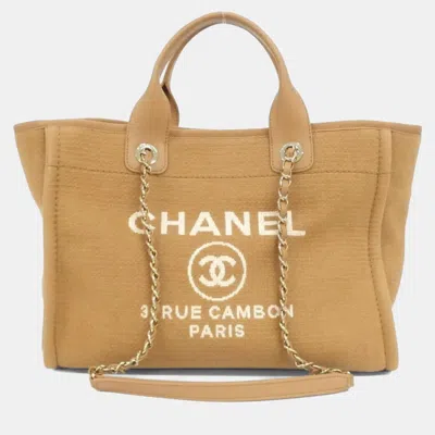 Pre-owned Chanel Deauville Line Handbag In Sand