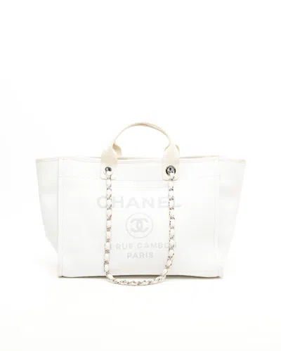 Pre-owned Chanel Deauville Mm Tote Bag In Blue