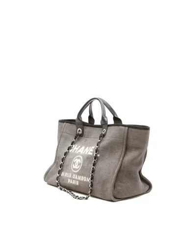 Chanel Deauville Mm Tote Bag In Gray