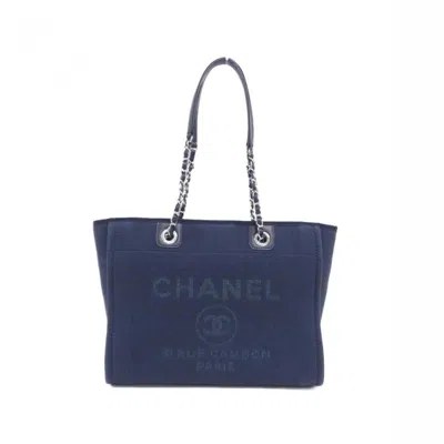 Pre-owned Chanel Deauville Navy Tote Bag ()