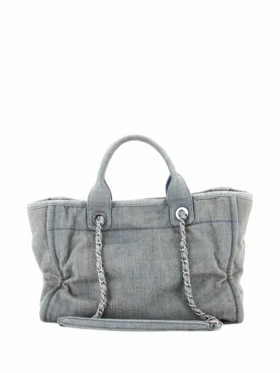 Pre-owned Chanel Deauville Nm Denim Small Tote Bag In Blue