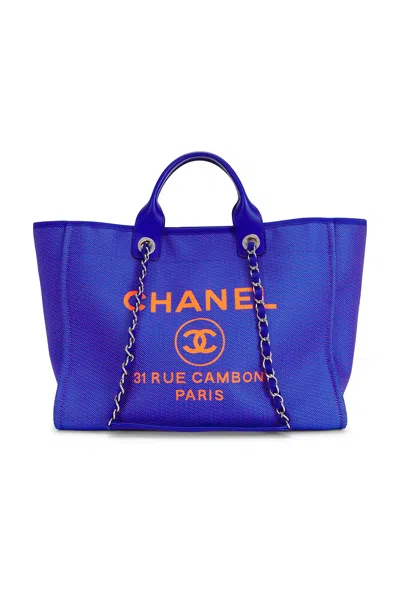 Pre-owned Chanel Deauville Nm Tote Bag In Blue