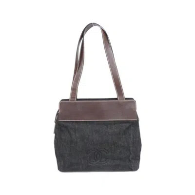 Pre-owned Chanel Denim Black Brown Denim Shoulder Bag () In Multi