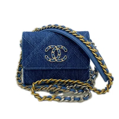Pre-owned Chanel Denim Blue Denim Leather Shoulder Bag ()