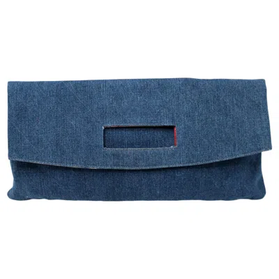Pre-owned Chanel Denim Blue Foldover Clutch Circa 1998