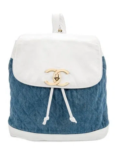 Pre-owned Chanel Denim Cc Backpack In Blue