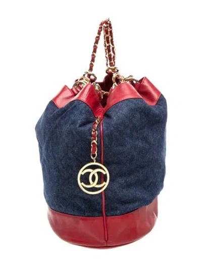 Pre-owned Chanel Denim Cc Backpack In Blue