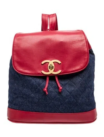 Pre-owned Chanel Denim Cc Backpack In Multi