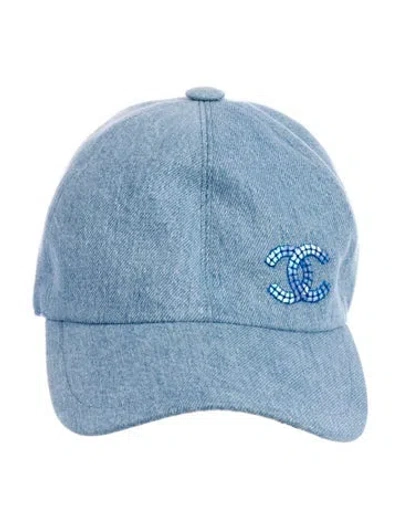 Pre-owned Chanel Denim Cc Baseball Cap In Blue