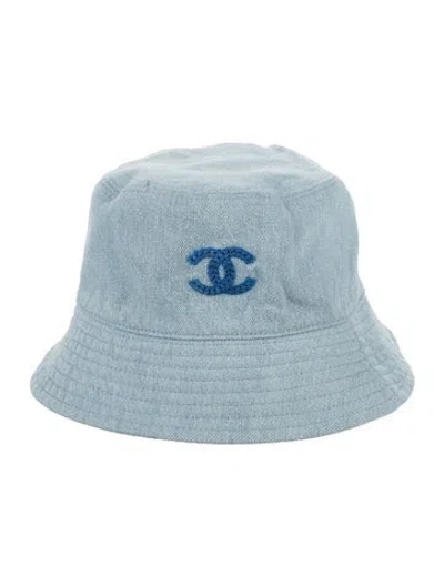 Pre-owned Chanel Denim Cc Bucket Hat In Blue