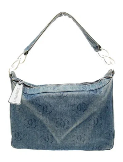 Pre-owned Chanel Denim Cc Hobo In Blue
