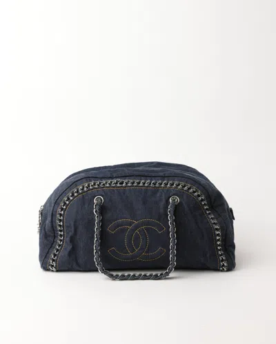 Pre-owned Chanel Denim Cc Luxury Line Boston Bag