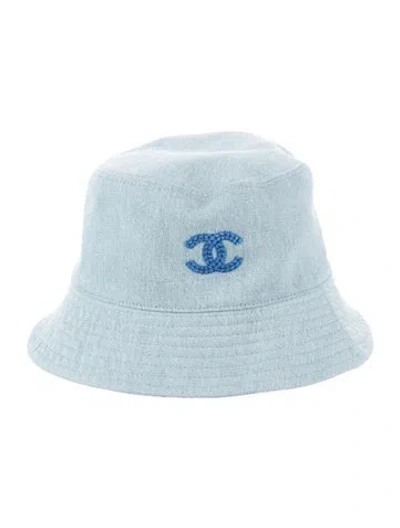 Pre-owned Chanel Denim Cc Reversible Bucket Hat In Blue