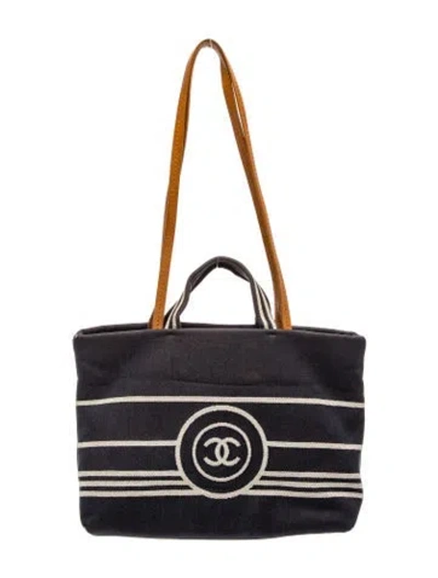 Pre-owned Chanel Denim Cc Shopping Tote In Blue