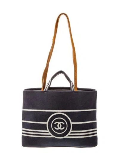 Pre-owned Chanel Denim Cc Shopping Tote In Blue