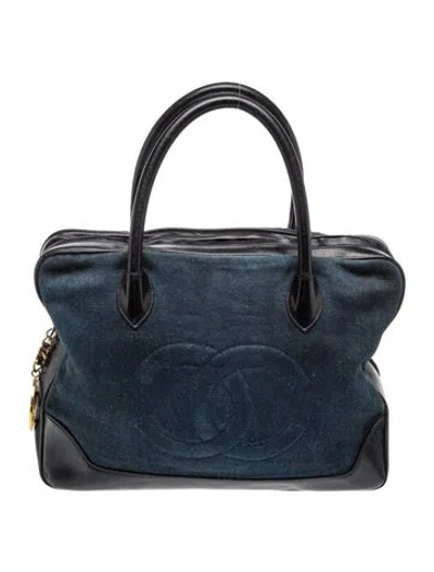 Pre-owned Chanel Denim Cc Tote Bag In Blue
