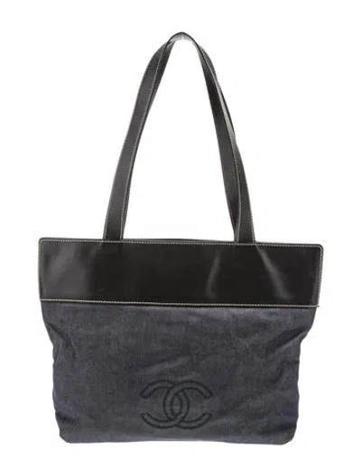 Pre-owned Chanel Denim Cc Tote In Blue