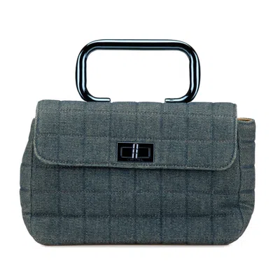 Pre-owned Chanel Denim Choco Bar 2.55 Handbag In Blue