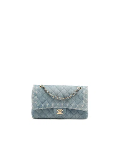 Chanel Denim Classic Medium Double Flap Bag In Blue