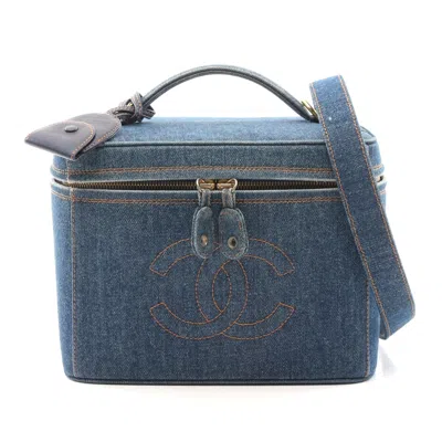 Pre-owned Chanel Denim Coco Mark Handbag In Blue
