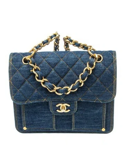 Pre-owned Chanel Denim Double You Backpack In Blue