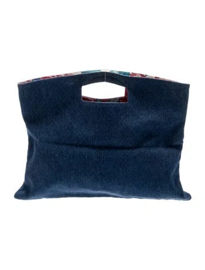 Pre-owned Chanel Denim Foldover Clutch In Blue