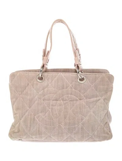Pre-owned Chanel Denim Grand Shopping Tote In Pink