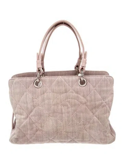 Pre-owned Chanel Denim Grand Shopping Tote In Pink