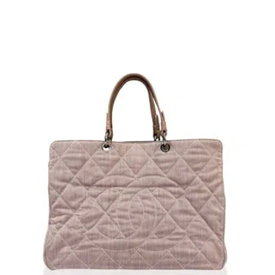 Pre-owned Chanel Denim Grand Shopping Tote In Pink