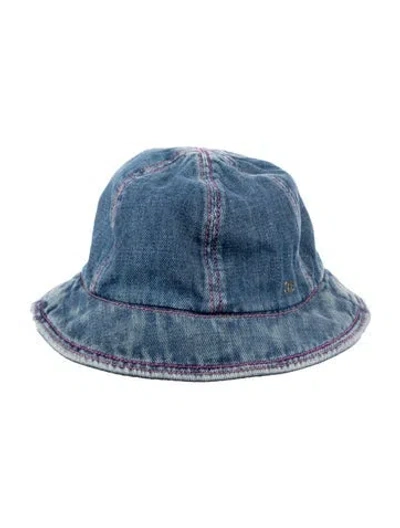 Pre-owned Chanel Denim Interlocking Cc Bucket Hat In Blue