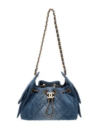 Pre-owned Chanel Denim Mini 25 Hobo In Blue
