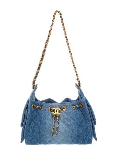 Pre-owned Chanel Denim Mini 25 Hobo In Blue
