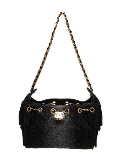 Pre-owned Chanel Denim Mini 25 Hobo In Gray