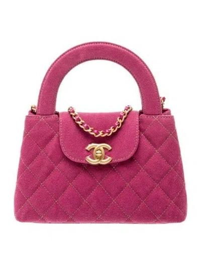 Pre-owned Chanel Denim Mini Kelly Shopper In Pink