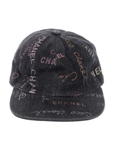 Pre-owned Chanel Denim Mood Baseball Cap In Black