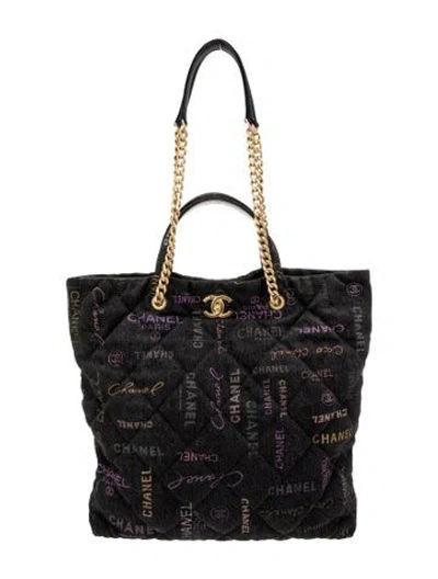 Pre-owned Chanel Denim Mood Shopping Tote In Black