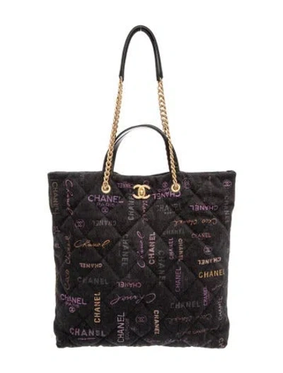 Pre-owned Chanel Denim Mood Shopping Tote In Black