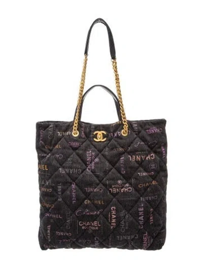 Pre-owned Chanel Denim Mood Shopping Tote In Black